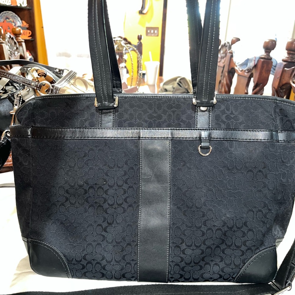 Coach Black and Green Signature Tote